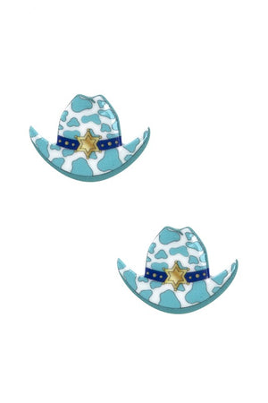 COW PRINT HAT POST EARRING