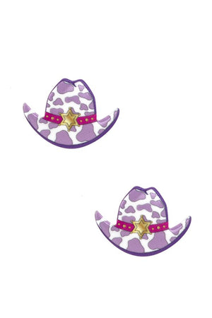 COW PRINT HAT POST EARRING