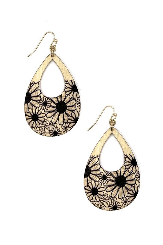 FLORAL DETAIL TEARDROP EARRING