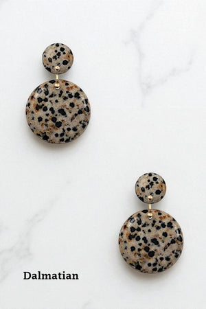 DOUBLE ROUND STONE DANGLE EARRING