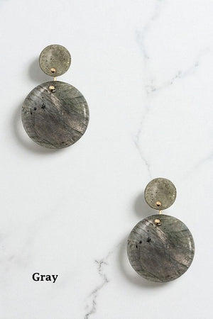 DOUBLE ROUND STONE DANGLE EARRING