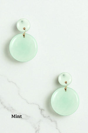 DOUBLE ROUND STONE DANGLE EARRING