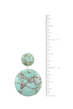 DOUBLE ROUND STONE DANGLE EARRING