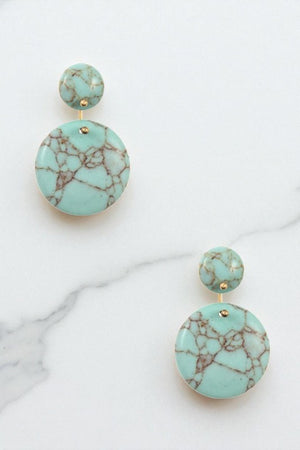 DOUBLE ROUND STONE DANGLE EARRING