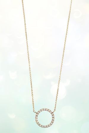 ROUND CZ STONE PENDANT NECKLACE