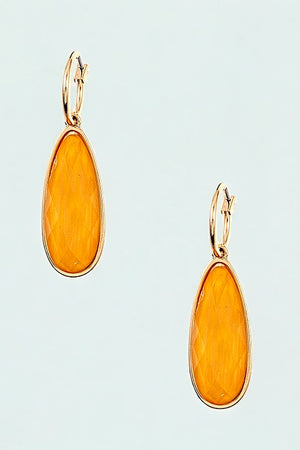 FACETED GEM TEARDROP DANGLE EARRING