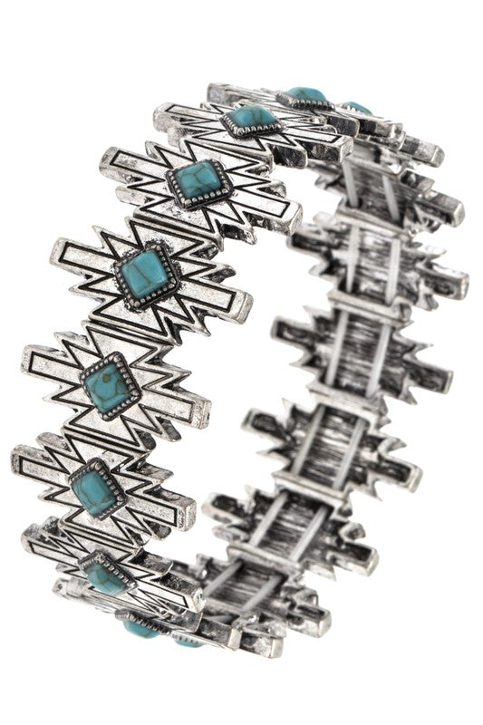 AZTEC SHAPE LINK STRETCH BRACELET