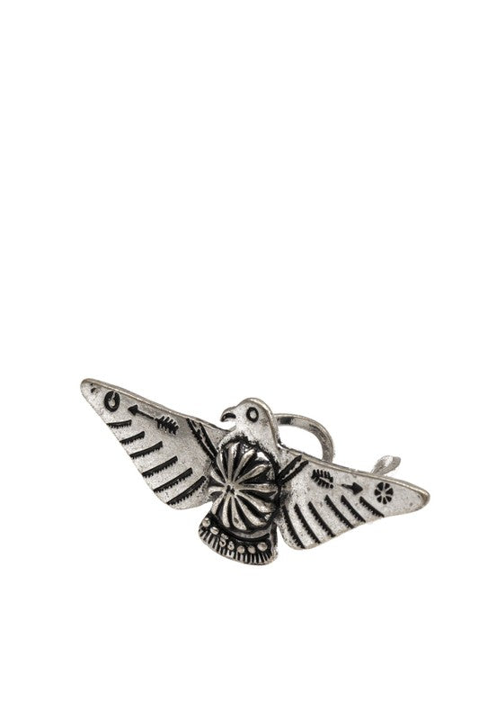 TRIBAL BIRD ACCENT CUFF RING