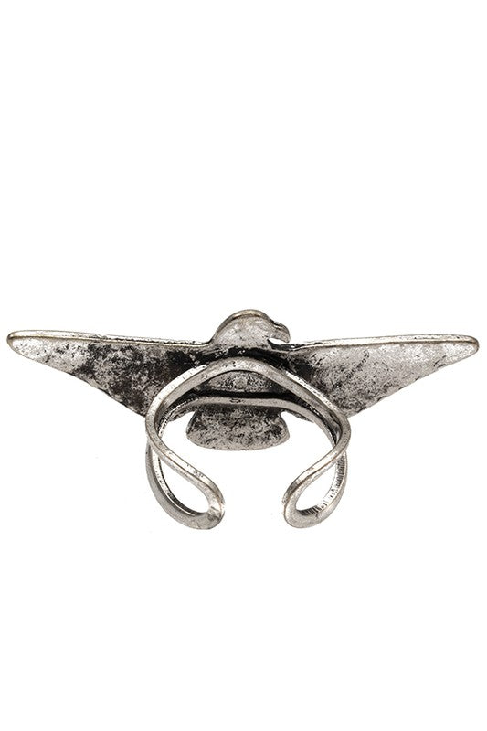 TRIBAL BIRD ACCENT CUFF RING