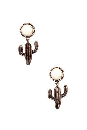 ROUND STONE LINK CACTUS POST EARRING