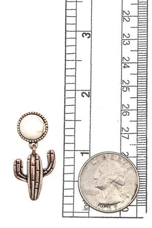 ROUND STONE LINK CACTUS POST EARRING