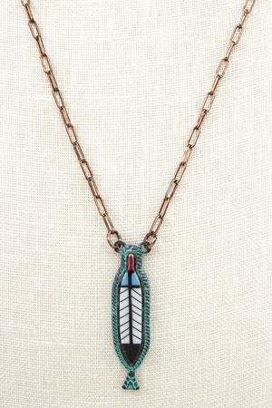 FEATHER PENDANT NECKLACE SET