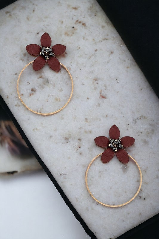 Floral Hoop Drop Earring