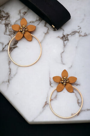 Floral Hoop Drop Earring