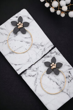 Floral Hoop Drop Earring