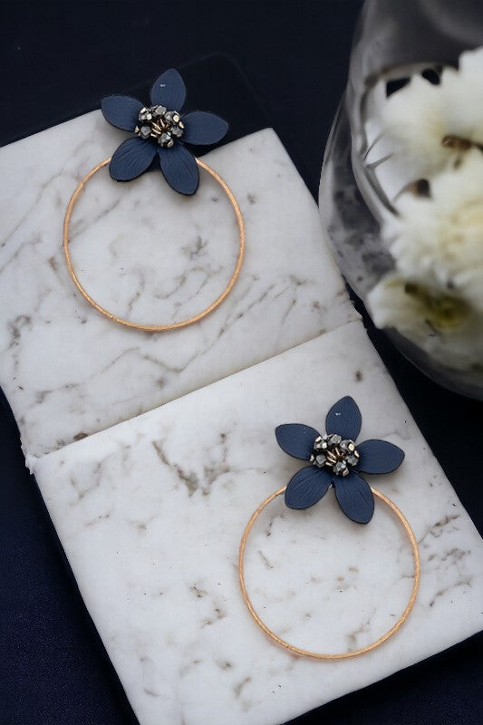 Floral Hoop Drop Earring