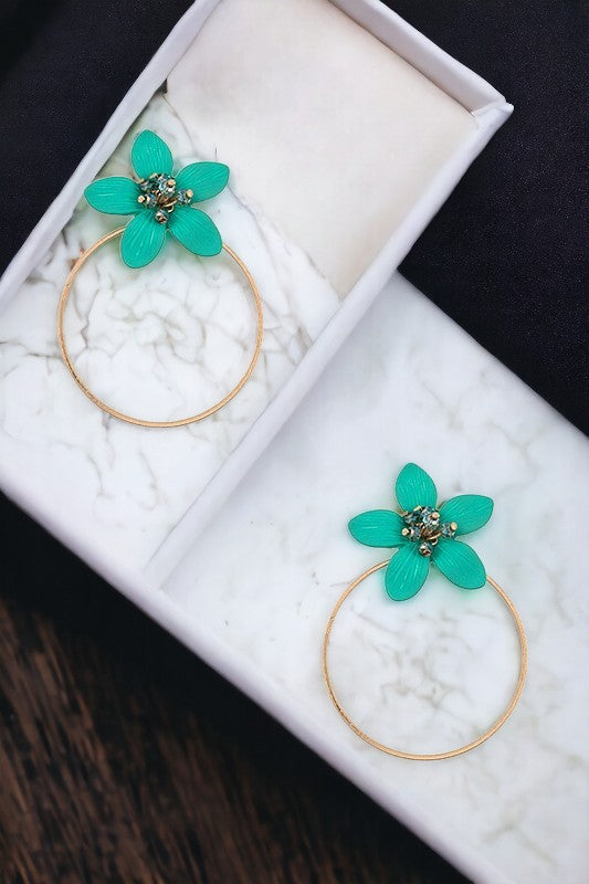 Floral Hoop Drop Earring