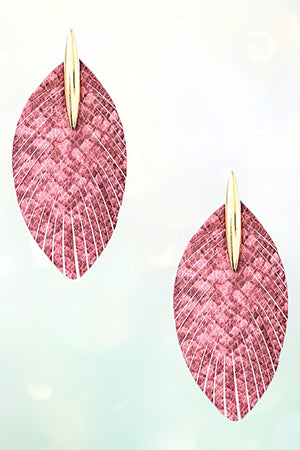 ANIMAL PRINT DROP LEAF FRINGE EARRING