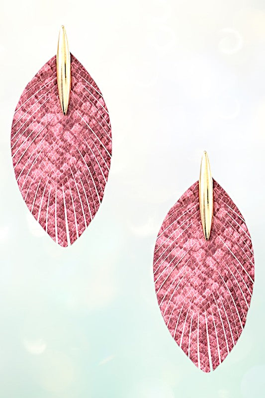 ANIMAL PRINT DROP LEAF FRINGE EARRING