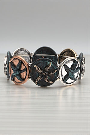 STARFISH ACCENT LINK STRETCH BRACELET