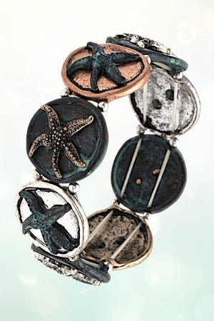 STARFISH ACCENT LINK STRETCH BRACELET