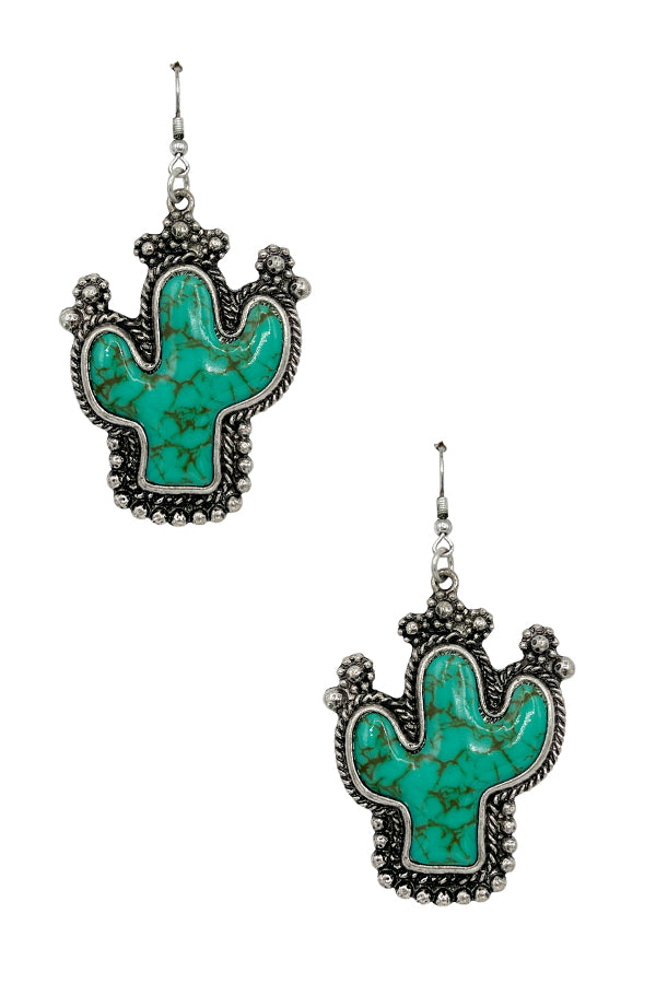 Framed Cactus Dangle Earring