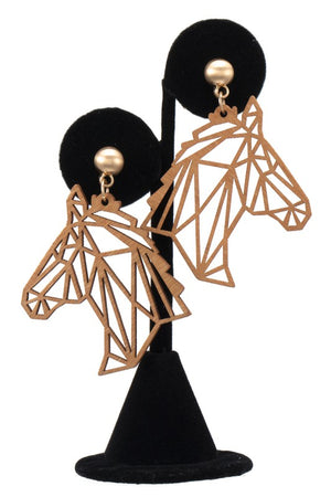 LASER CUT WOOD HORSE EARRING