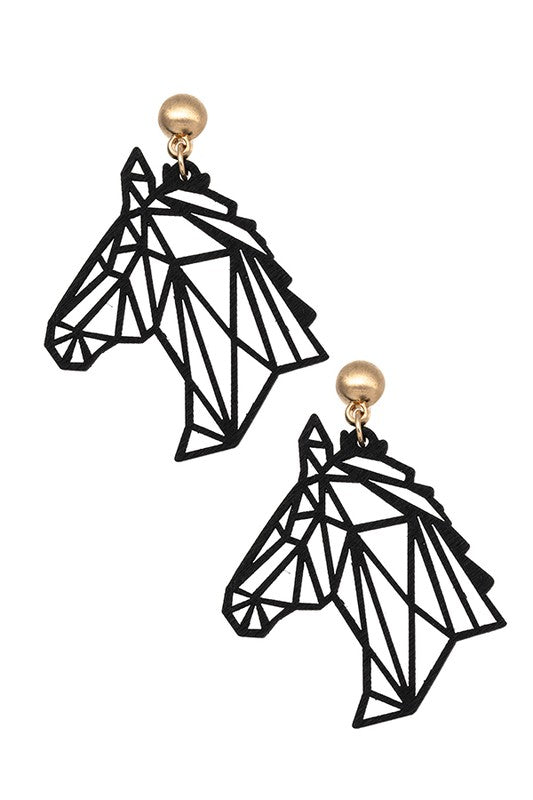 LASER CUT WOOD HORSE EARRING