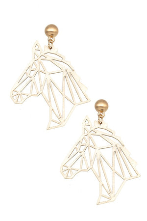 LASER CUT WOOD HORSE EARRING