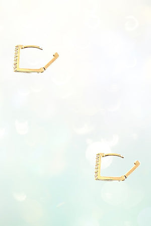 DOUBLE LINE CZ STONE SQUARE POST EARRING