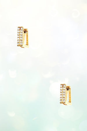 DOUBLE LINE CZ STONE SQUARE POST EARRING