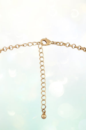 SEMI CIRCLE LINK BIB NECKLACE AND BALL BEAD STUD EARRAING SET