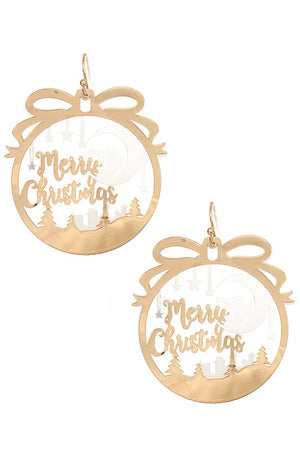 MERRY CHRISTMAS ROUND DANGLE EARRING