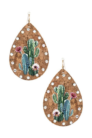 CACTUS PRINT TEARDROP EARRING