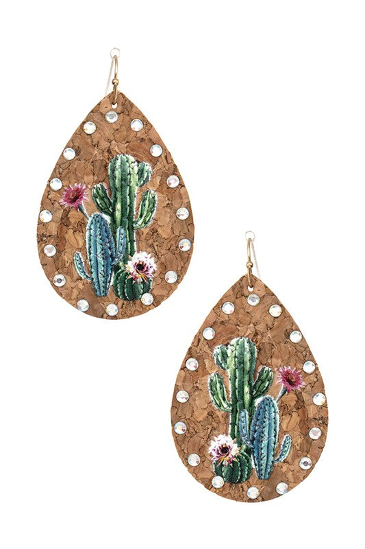 CACTUS PRINT TEARDROP EARRING