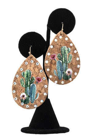 CACTUS PRINT TEARDROP EARRING