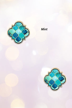 CLOVER FRAMED MIX PATTERN POST EARRING