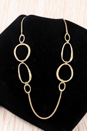 HAMMERED OVAL CUT OUT LINK LONG NECKLACE