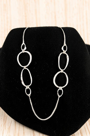 HAMMERED OVAL CUT OUT LINK LONG NECKLACE