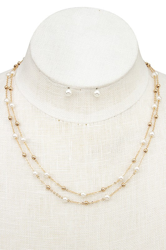 PEARL STATION LAYERED NECKLACE SET