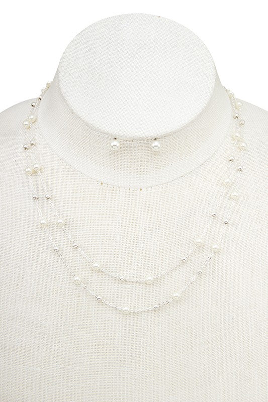 PEARL STATION LAYERED NECKLACE SET