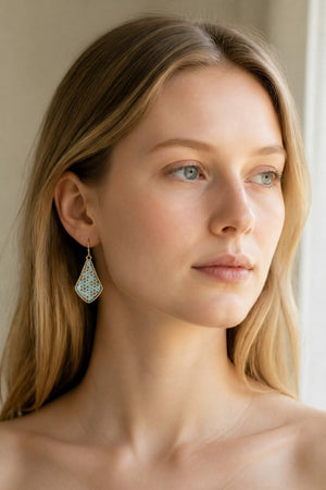 MIX PRINT DIAMOND SHAPE DANGLE EARRING