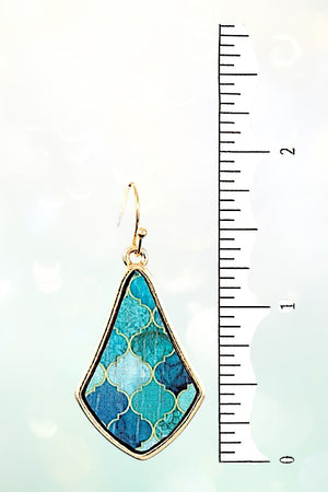 MIX PRINT DIAMOND SHAPE DANGLE EARRING