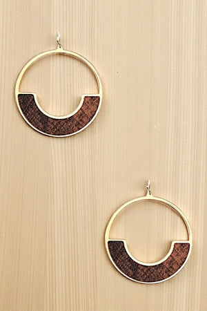 HALF SNAKE PATTERN ROUND DROP EARRING