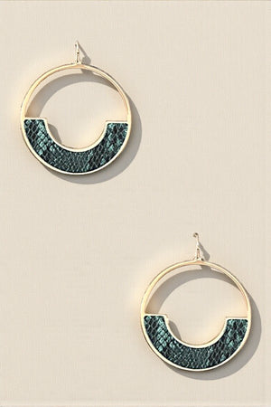 HALF SNAKE PATTERN ROUND DROP EARRING