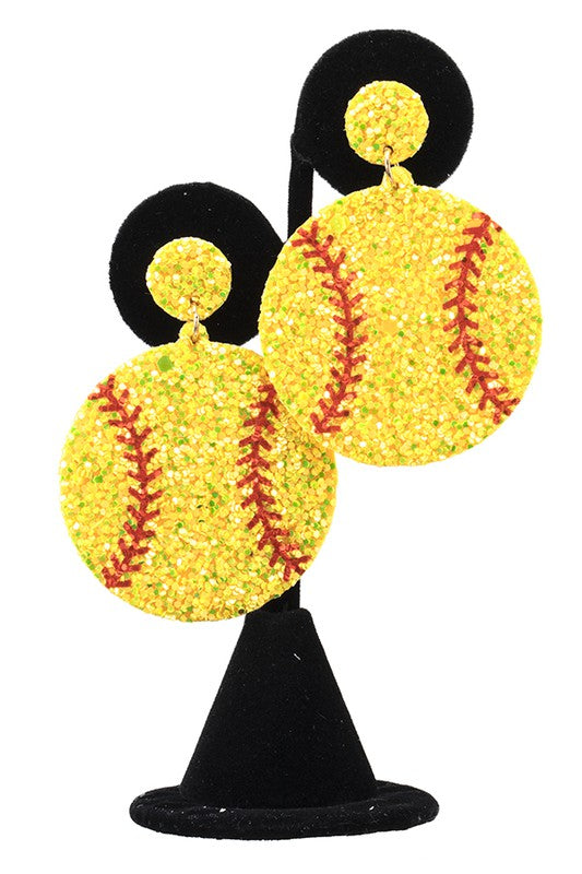 Glitter Softball Earring