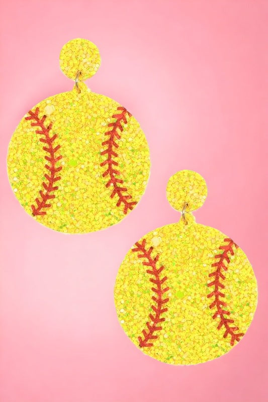 Glitter Softball Earring