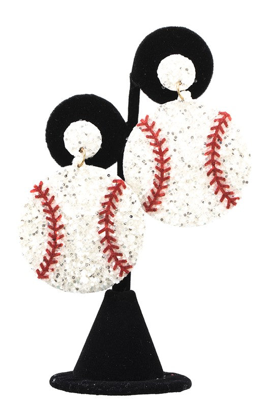 Glitter Baseball Earring