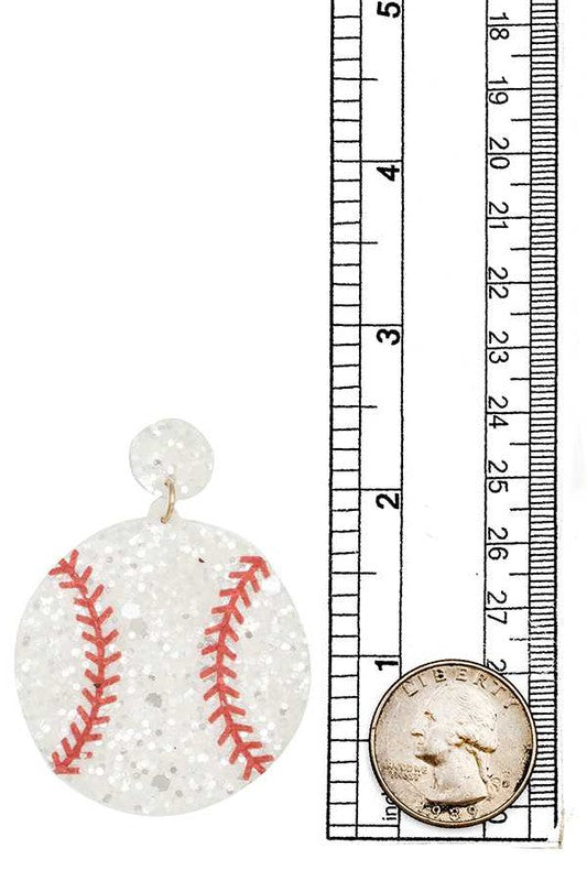 Glitter Baseball Earring