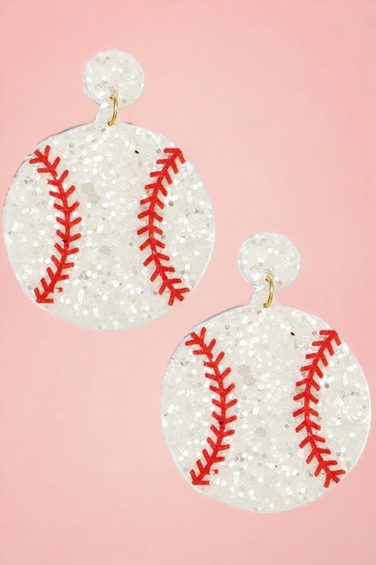 Glitter Baseball Earring